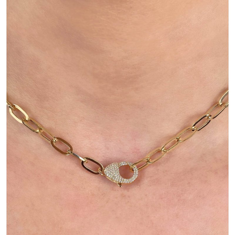 Diamond Lobster Claw Paperclip Necklace SC55023441 - CB Stark Jewelers