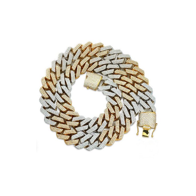 thumbnail image 2 of Hip Hop Iced Out Rappers Miami Cuban Links Silver Moissanite Diamond Chain Necklace At ₹ 39890 2 of 13