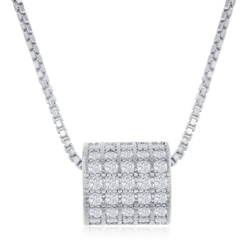 Fashion Jewelry Collection Sterling Silver Micro Pave CZ Rod Chain