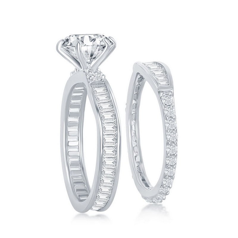 Fashion Jewelry Collection Sterling Silver 6-Prong Round and