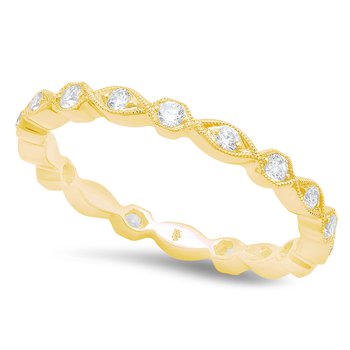 Beverley K - Round Diamond Hand Milgrain Eternity Wedding