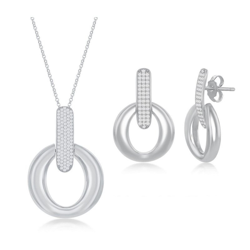 Fashion Jewelry Collection Sterling Silver Door-Knocker Pave