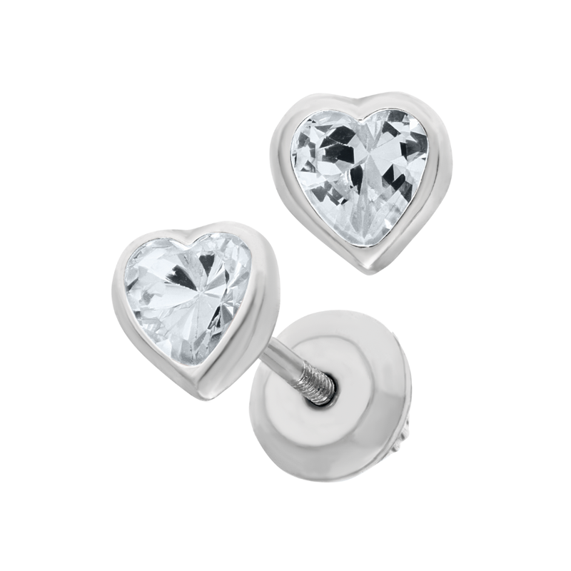 SS April CZ Heart Earrings 648-00230 Patrick's Fine Jewelry
