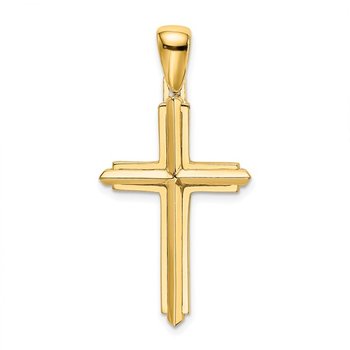 10ky Polished Beveled Cross Pendant 432-00358