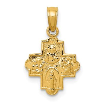 14ky Petite Four Way Cross Medal Pendant 432-00354