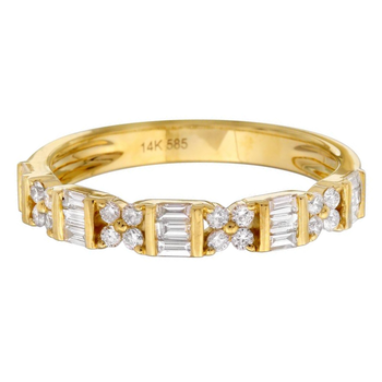 14ky .25ctw Baguette & .18ctw Round Diamond Band 110-03549