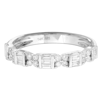 14kw .25ctw Baguette & .17ctw Round Diamond Band 110-03550