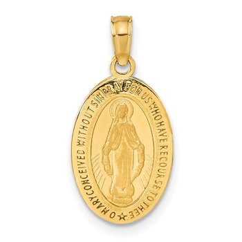 14ky Miraculous Medal Oval Pendant 432-00355