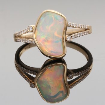 SONMIN RING 14号 Iroff and Son Jewelers 18K Yellow 1.00ct Freeform Bezel Set