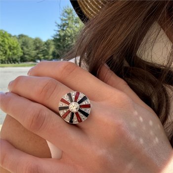 Art Deco Diamond & Enamel Ring 800-05791