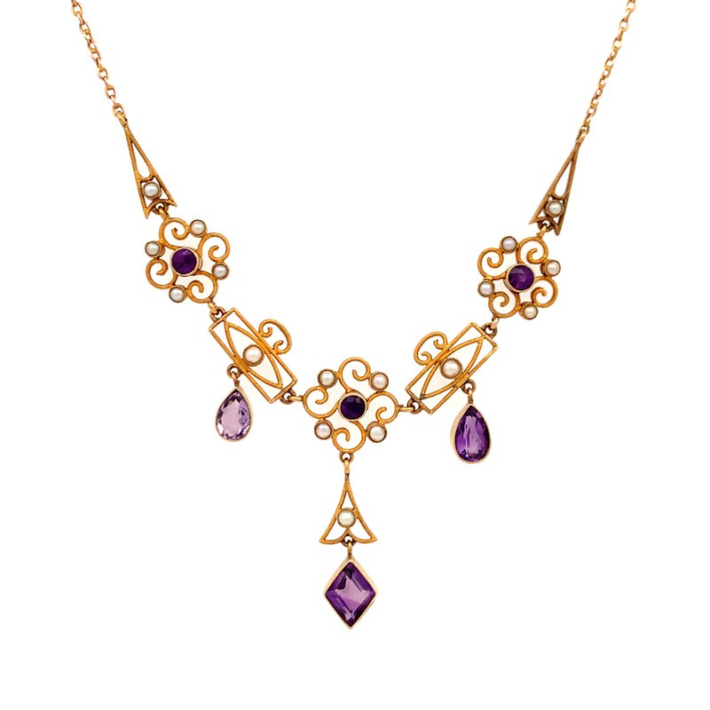 Signature Estate English Victorian Amethyst & Seed Pearl Necklace
