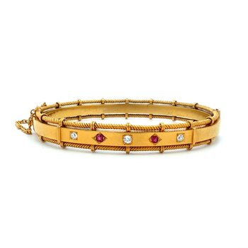 Victorian Ruby & Diamond Bangle Circa 1900 800-05740