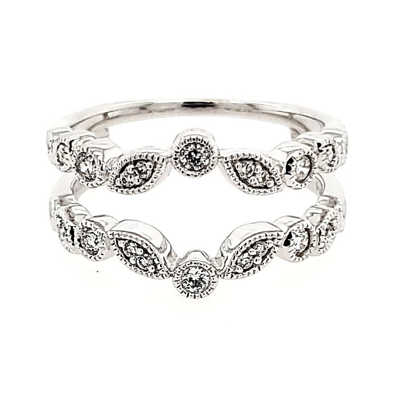 Showcase Collection White 14 Karat Diamond Ring Guard Wedding Band With