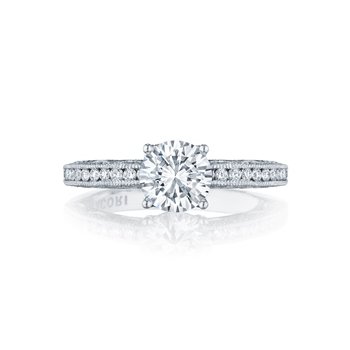 White 18 Karat Classic Crescent String of Diamond Round Brilliant Cut Engagement Ring 100-09857