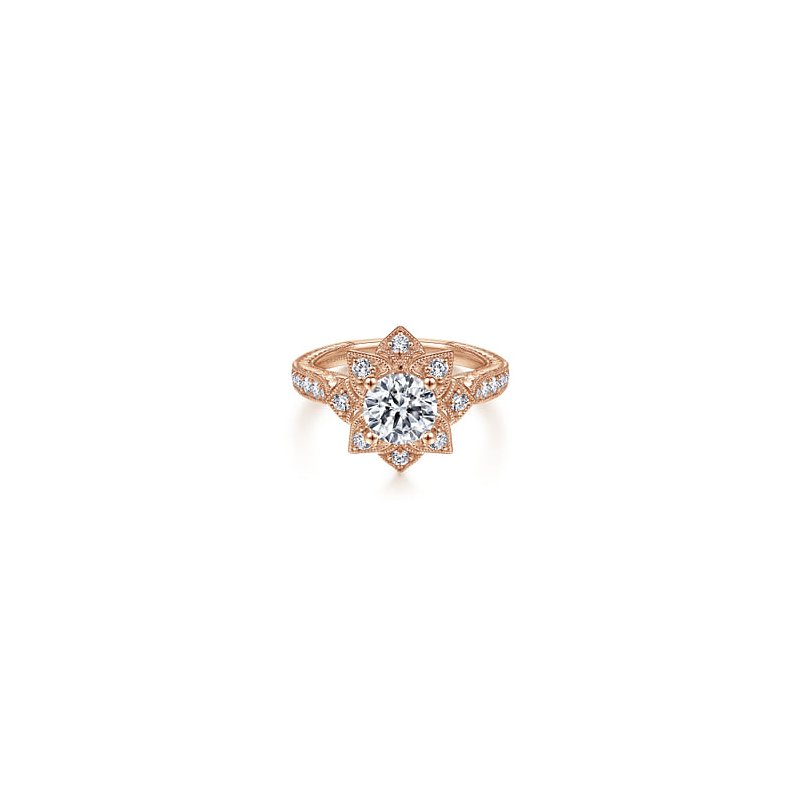 Halo Style Faceted Engagement Ring main image 1