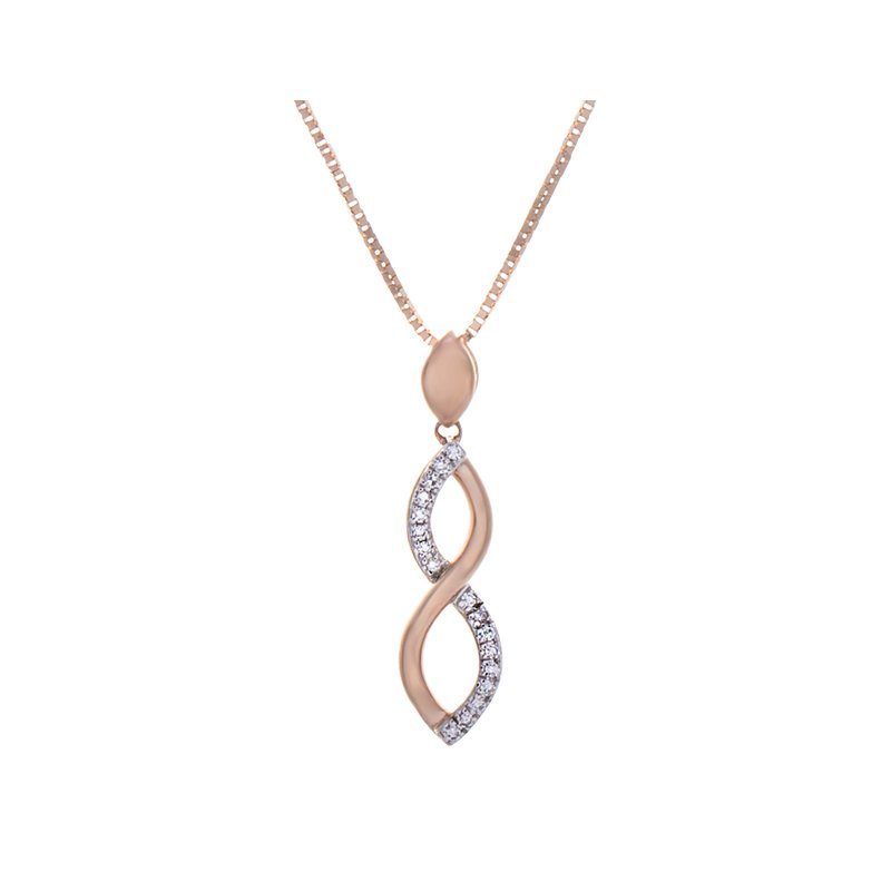 Kesslers Round Cut Diamond Pendant in 10K Rose Gold