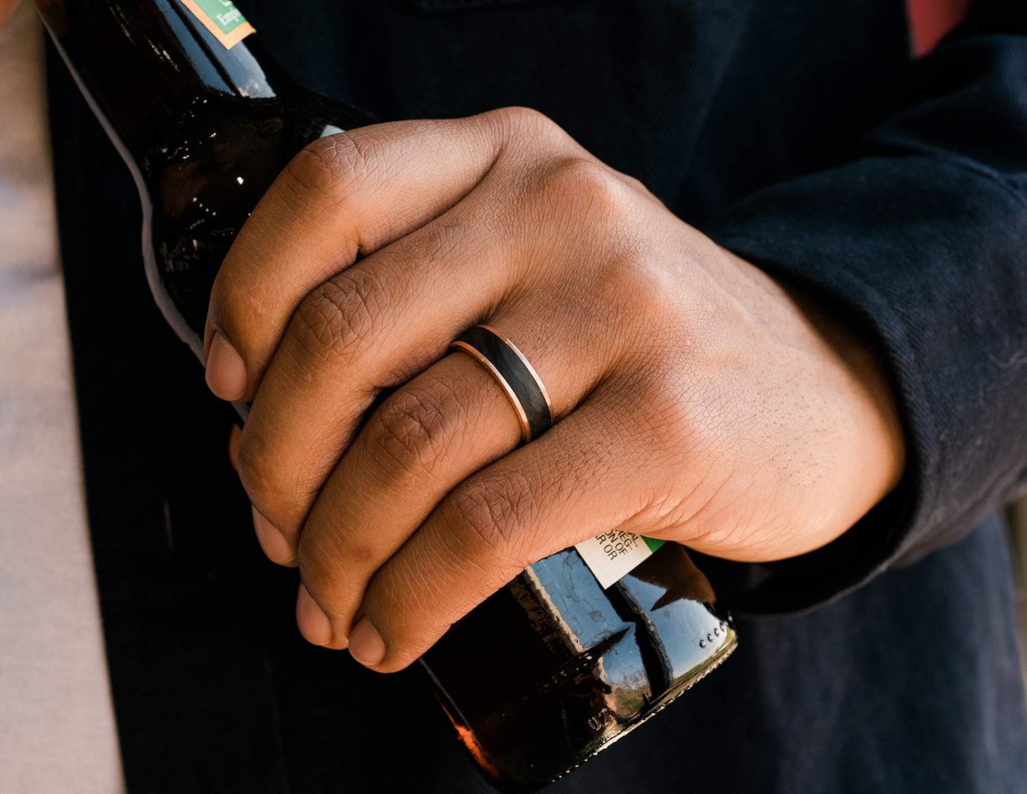 Lashbrook 14K Rose Gold and Black Zirconium Forged Carbon Fiber