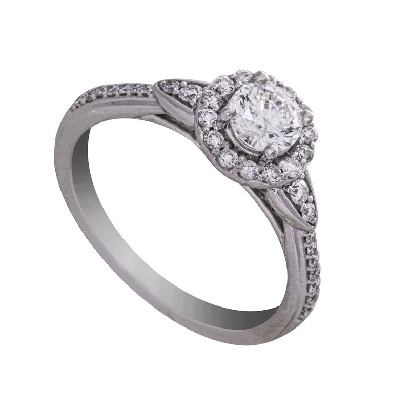 Kesslers 3/4ct. t.w. Round Cut Diamond Engagement Ring in 14K White