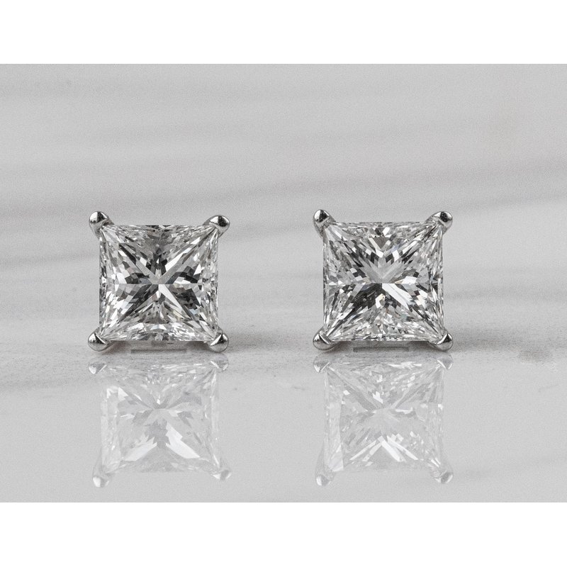 Kesslers 2ct. t.w. Princess Cut Diamond Stud Earrings in 14K
