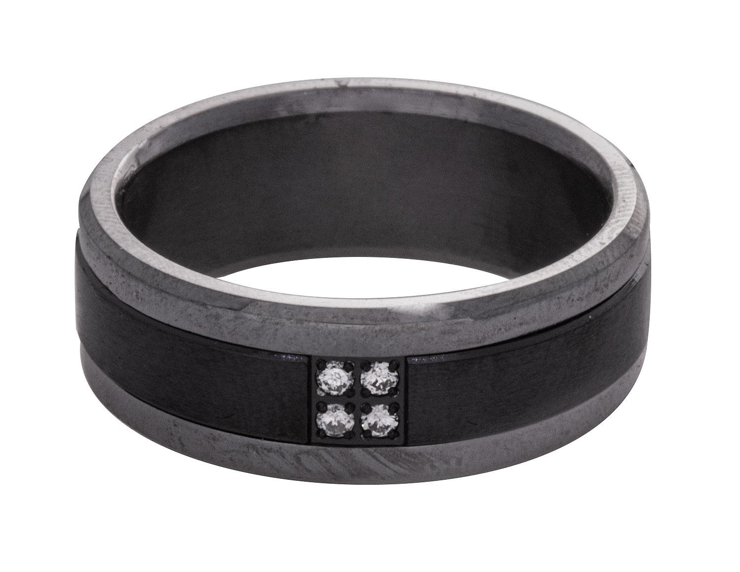Kesslers .06ct. t.w. Men's Wedding Ring in Grey Tantalum and Black