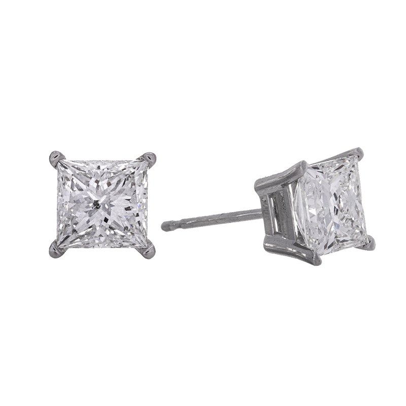 Kesslers 2ct. t.w. Princess Cut Diamond Stud Earrings in 14K