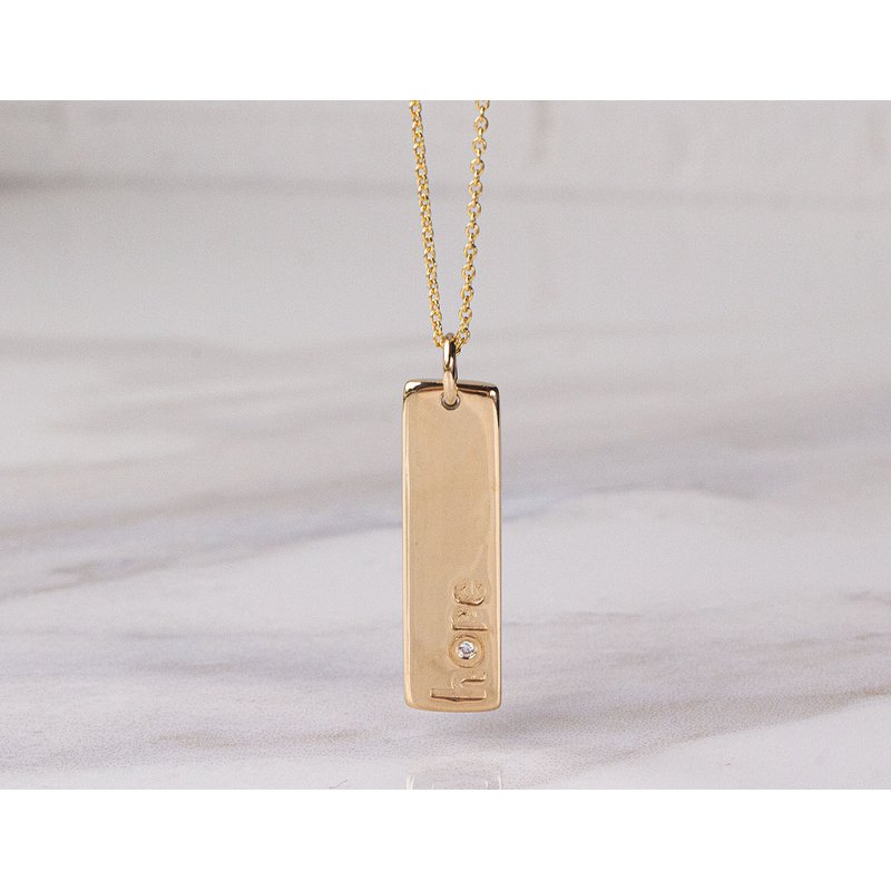 Hope Collection .004ct. Diamond Bar Pendant in 14K Yellow Gold ...