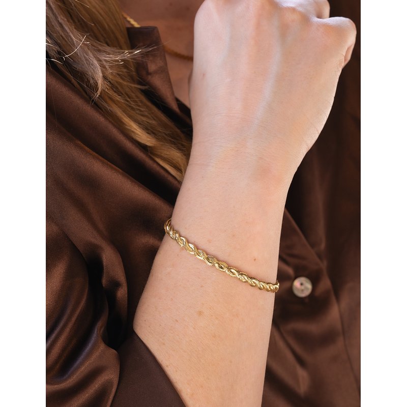 Kesslers Braided Snake Bracelet in 14K Yellow Gold