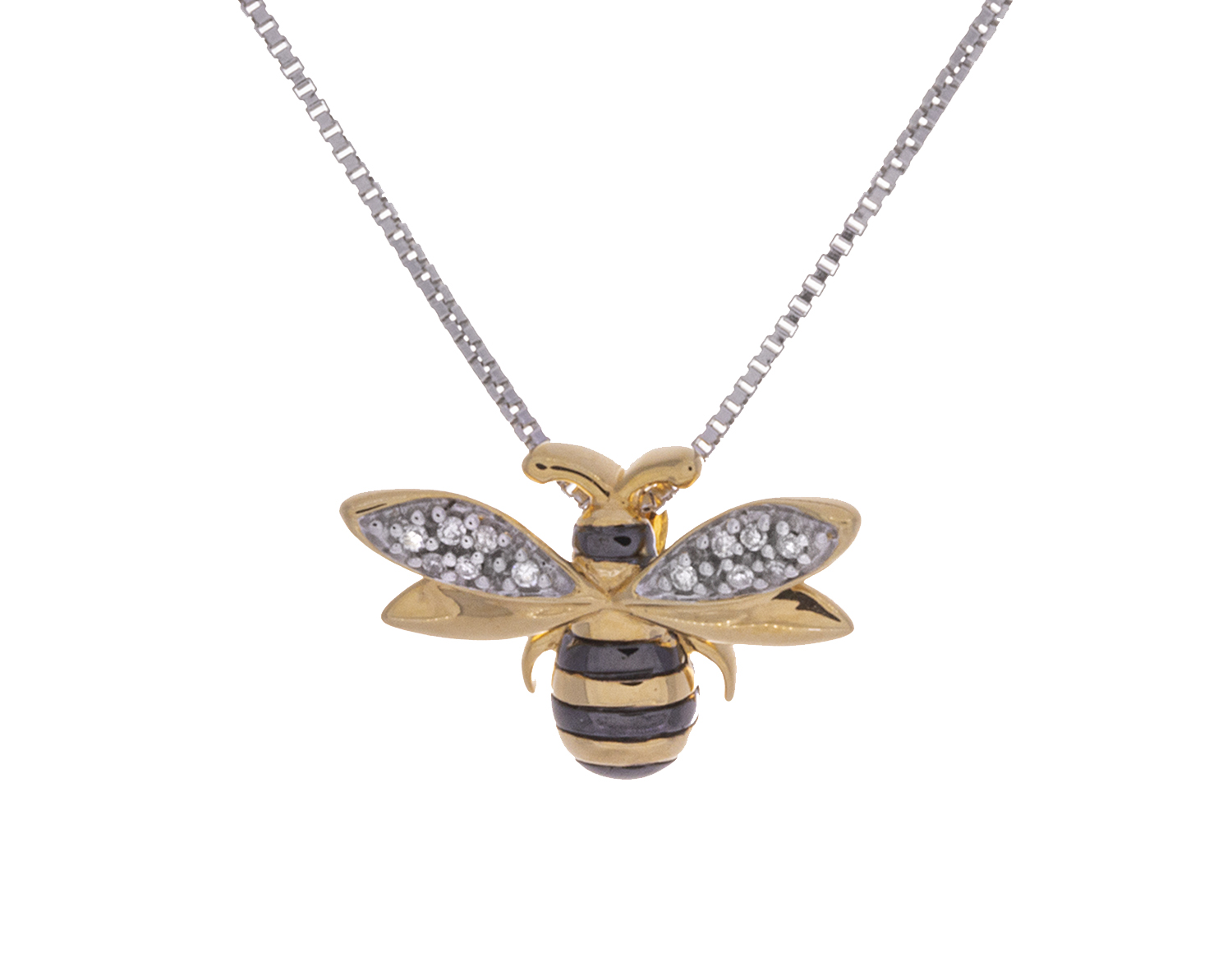 Kesslers .03ct. t.w. Diamond Bee Pendant in Sterling Silver