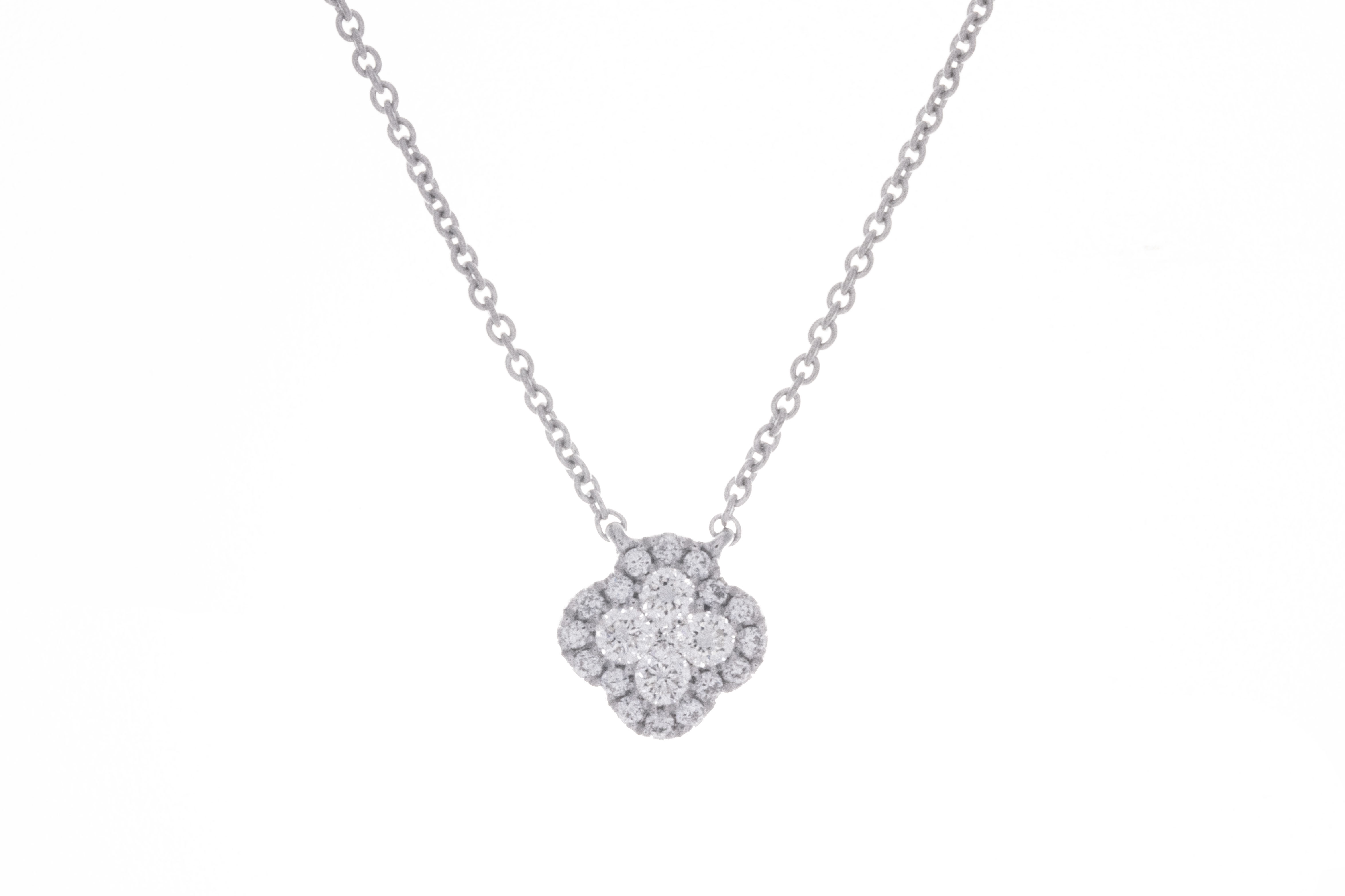 Kesslers 1/4ct. t.w. Diamond Clover Necklace in 14K White Gold