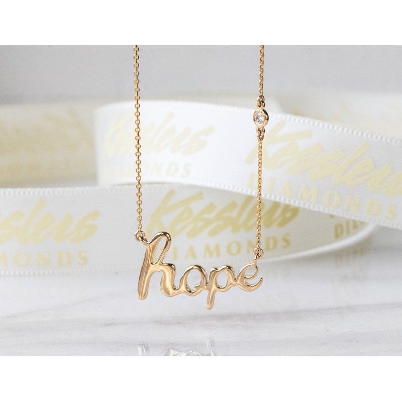 Hope Collection .03ct. Diamond Hope Necklace in 10K Yellow Gold ...