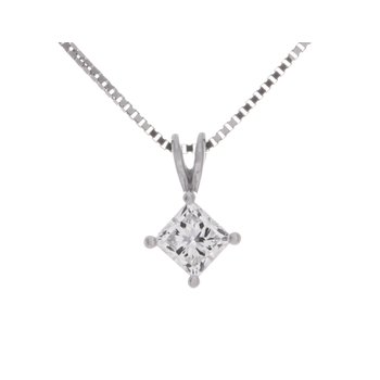 1/2ct. Princess Cut Solitaire Pendant in 14K White Gold DPSOM344932