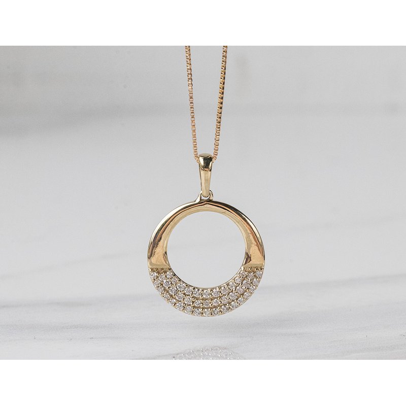 Kesslers Diamond Circle Pendant in 10K Yellow Gold