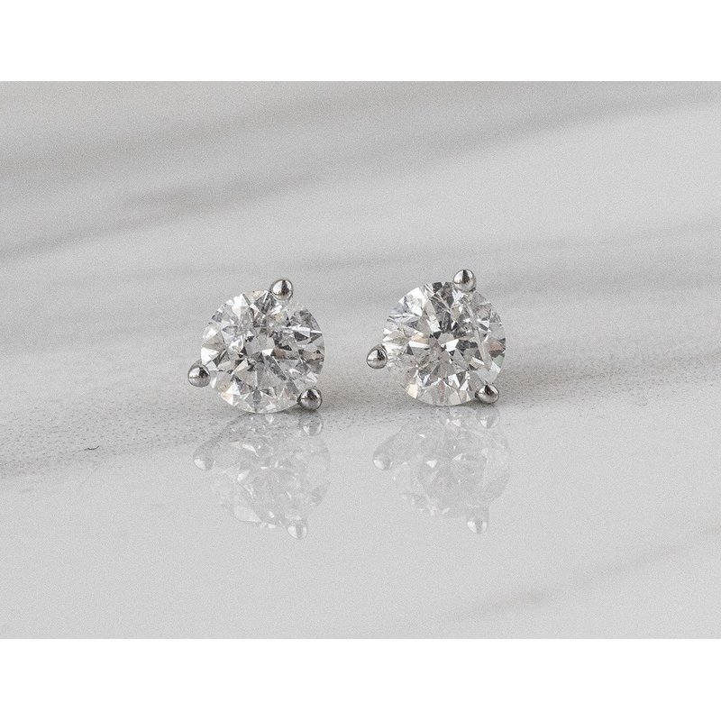 0.30ct Natural Diamond Stud Earrings In 9ct White Gold – F/SI Clarity, Round Cut, By Divour