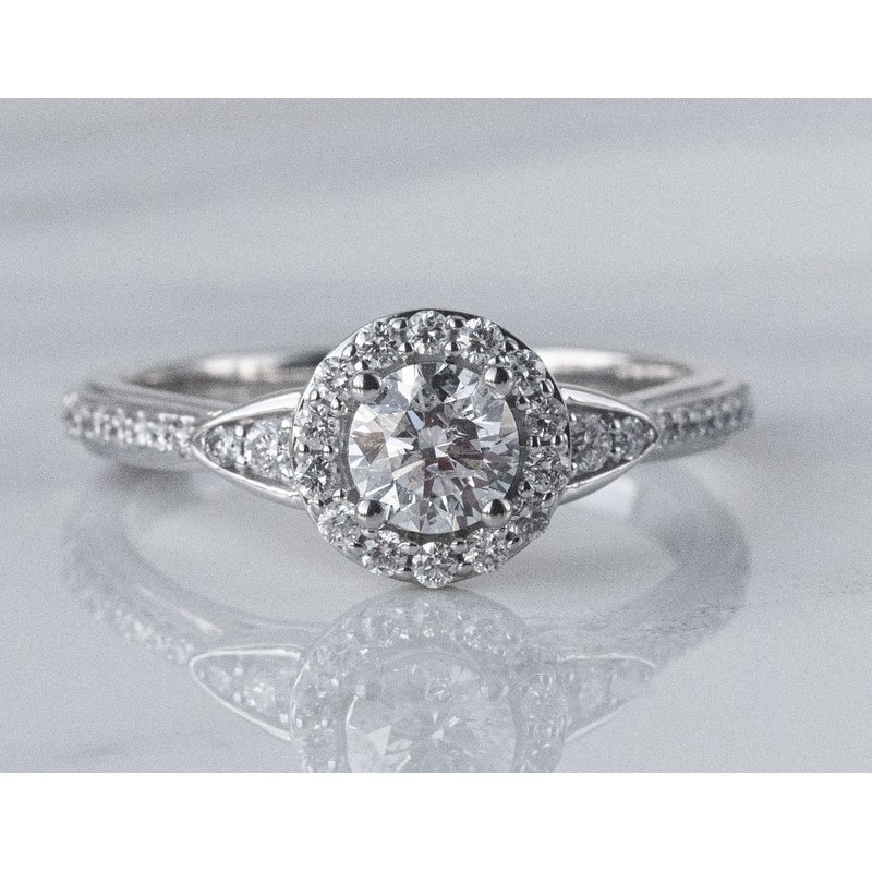 Kesslers 3/4ct. t.w. Round Cut Diamond Engagement Ring in 14K White