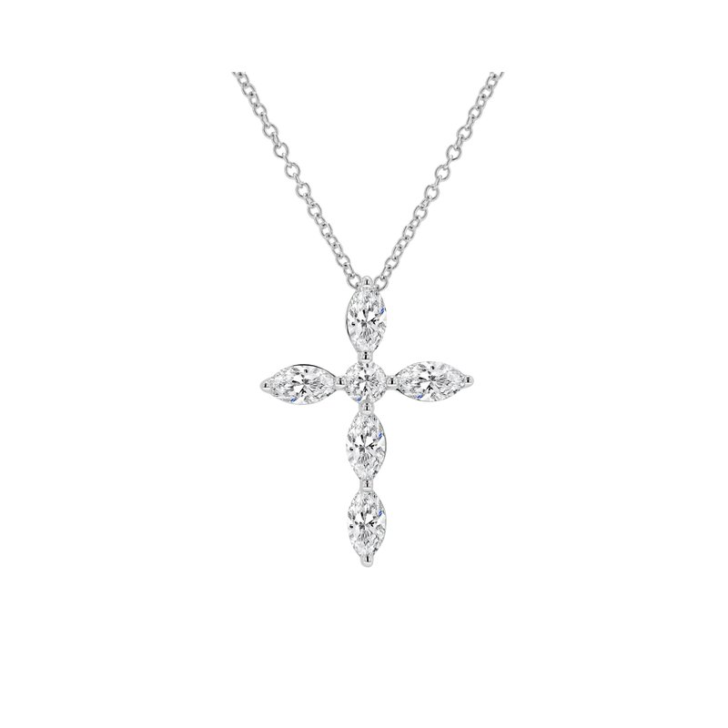 1ct tw Lab Created Diamond Floating Collection Cross Necklace in 14K White  Gold