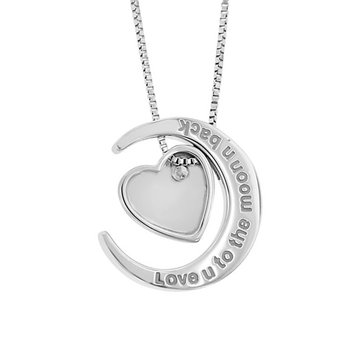 その他 DiamondMoon 01ct tw Diamond Moon & Back Necklace in Sterling Silver