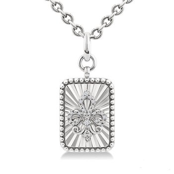 1/10ct tw Diamond & Blue Sapphire Fleur De Lis Necklace in 10K