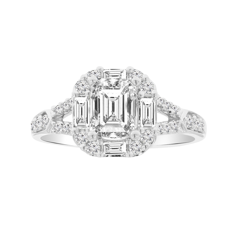 1 5/8ct tw NewBorn Lab Created Diamond Halo Engagement Ring in 18K