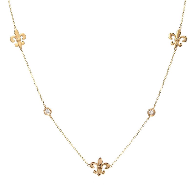 1/14ct tw Diamond Fleur De Lis Necklace in 14K Yellow Gold