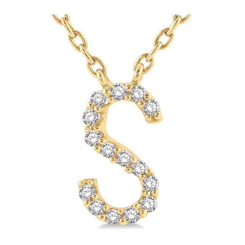 Diamond Love Letter Initial Necklace in 10K Yellow Gold
