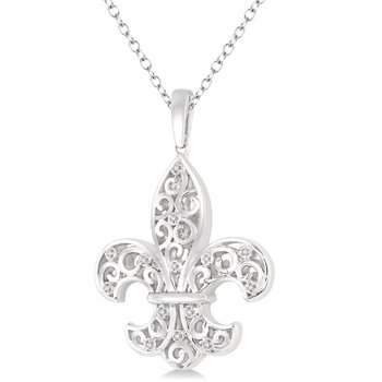 ブレスレット LESS IS MORE silver fleur necklace 04ct tw Diamond Fleur De Lis Necklace iin Sterling Silver