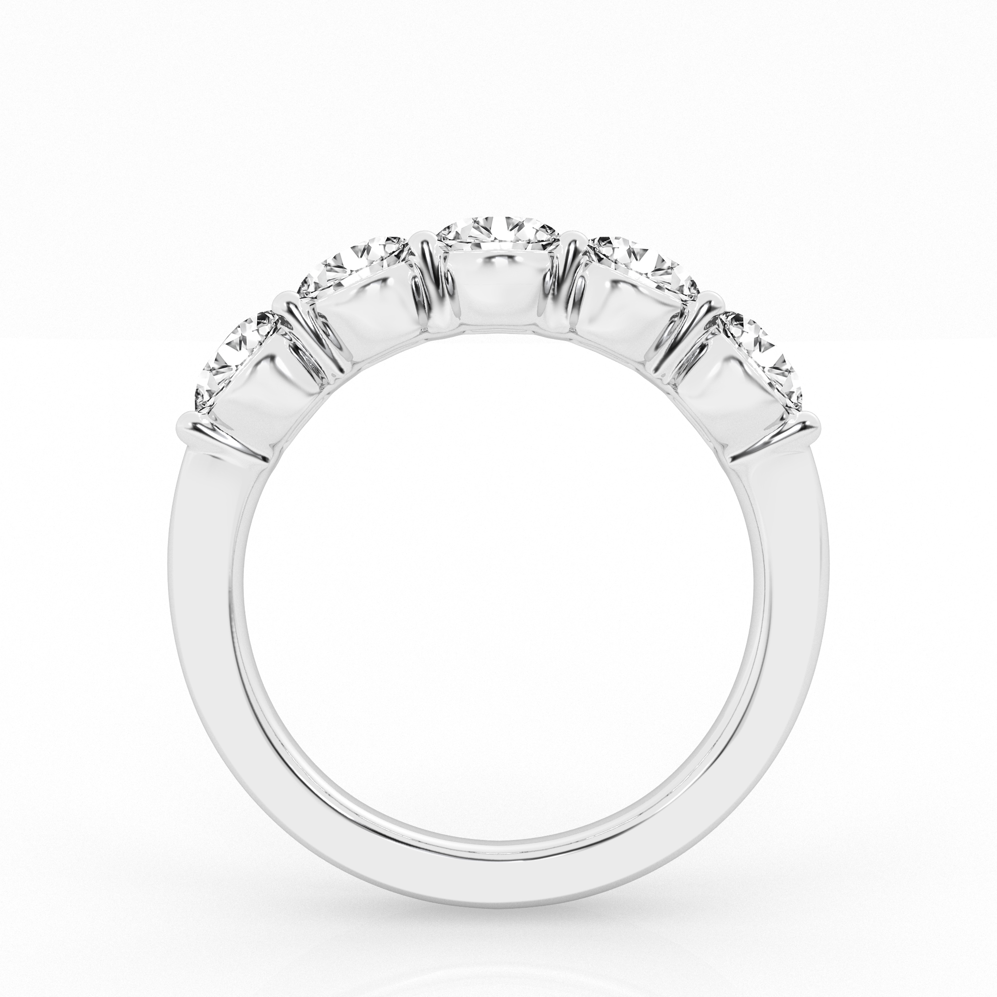 3ct tw Lab Created Diamond Five Stone Wedding Ring in 14K White 