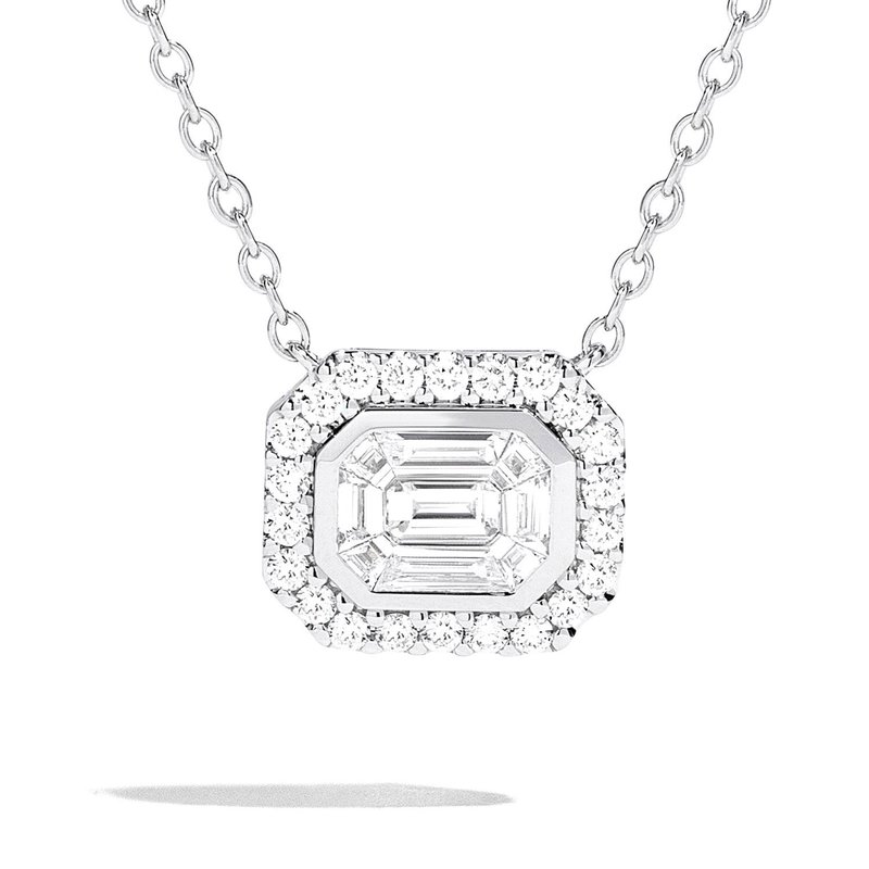 1ct tw Diamond Halo Thousand Points of Light Necklace in 18K White Gold