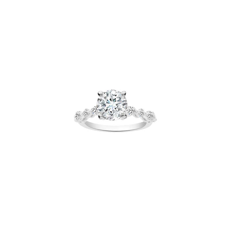 14k White Gold 2ct Lab Created Diamond Bridal Engagement Ring Set – Round Cut, IGL Certified