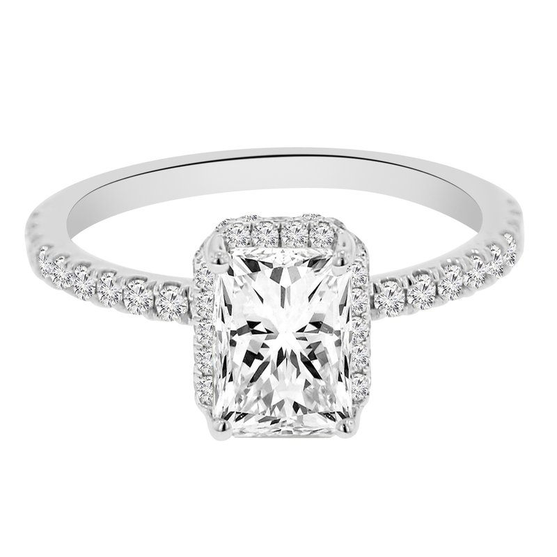 2ct tw Lab Created Diamond Halo Engagement Ring in 14K White Gold