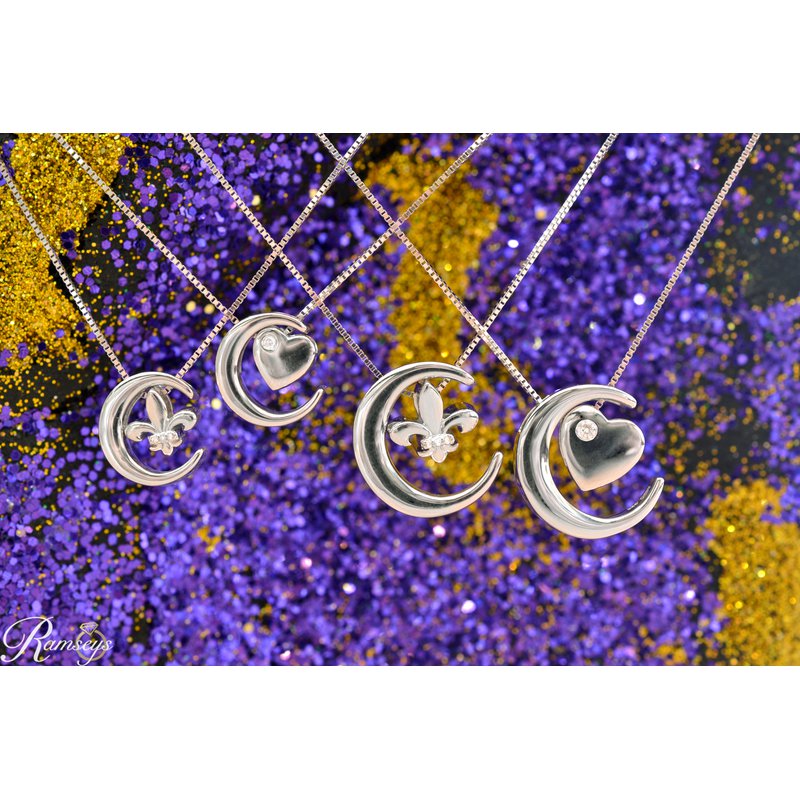 01ct tw Diamond Moon & Back Necklace in Sterling Silver