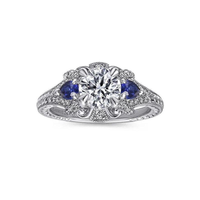 1/5ct tw Diamond & Sapphire Engagement Ring Setting in 14K White Gold