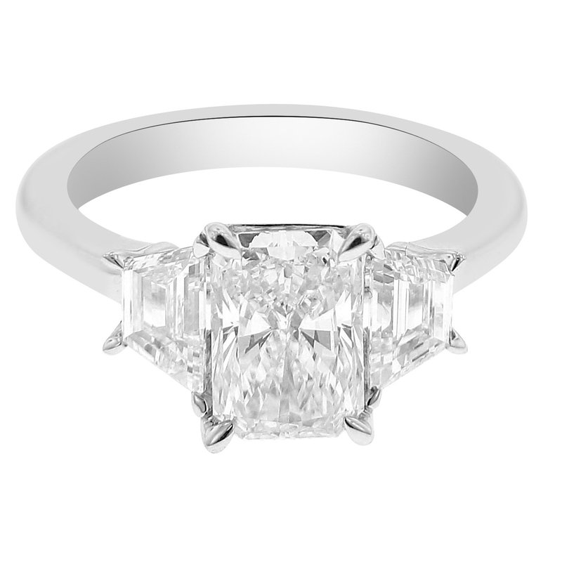 3ct tw NewBorn Lab Created Diamond Three Stone Engagement Ring in 18K White Gold