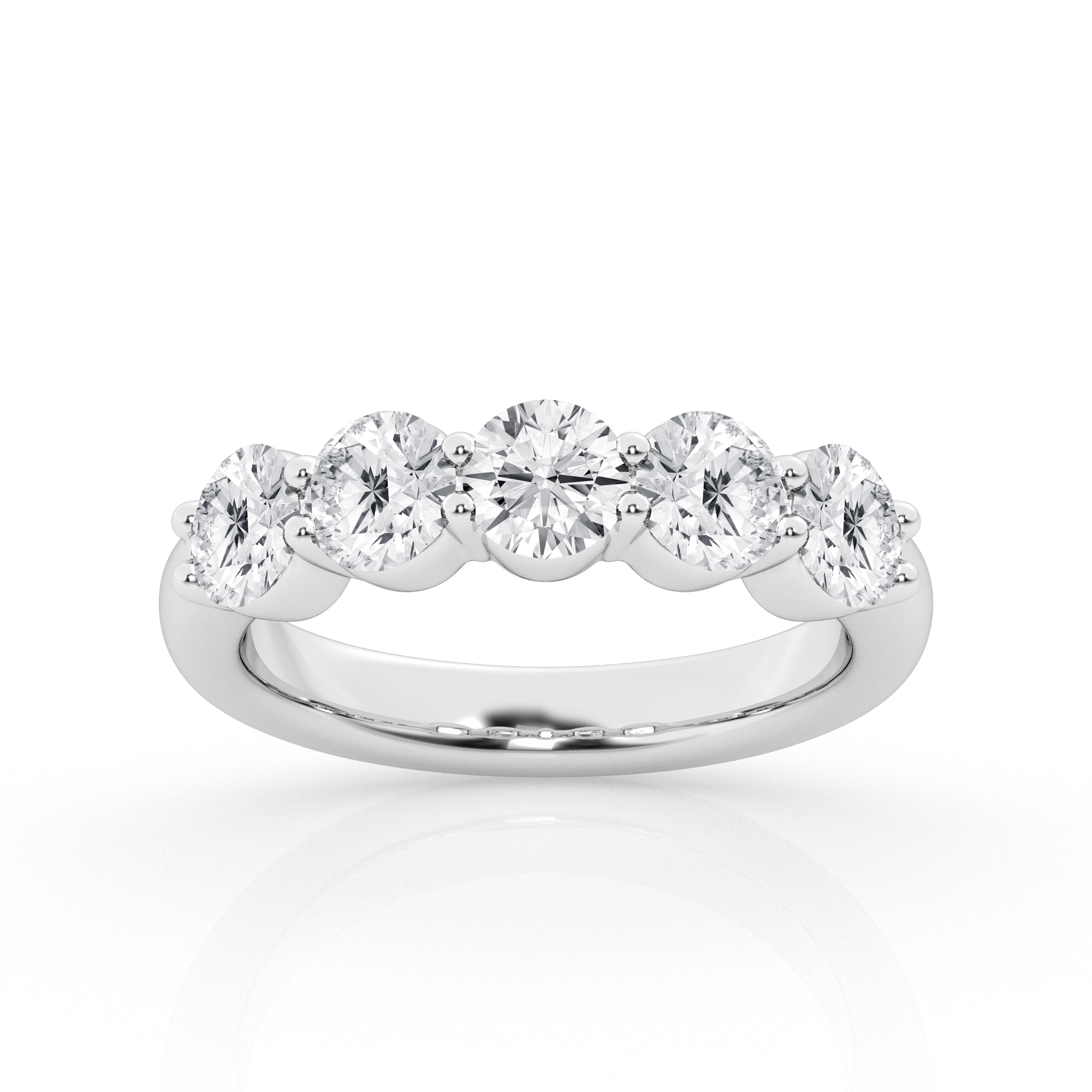 3ct tw Lab Created Diamond Five Stone Wedding Ring in 14K White 