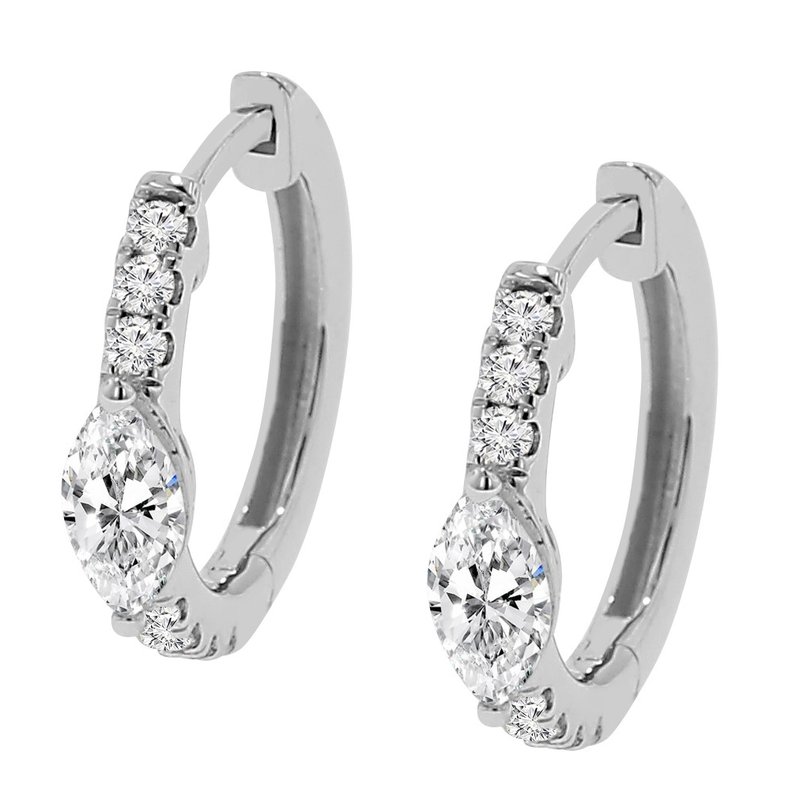 3/4ct tw NewBorn Lab Created Diamond Hoop Earrings in 14K White Gold